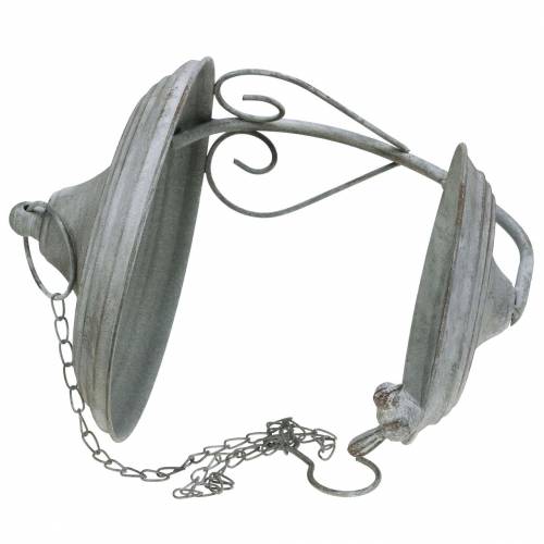 Floristik24 Comedero para pájaros para colgar gris metal, óxido, blanco lavado Ø21cm H27cm