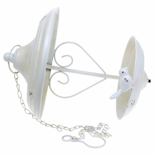 Floristik24 Comedero para pájaros para colgar crema de metal, rejilla Ø21cm H27cm