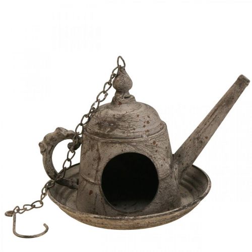 Floristik24 Casa de pájaros decorativa Jarra decorativa vintage de metal para colgar H51cm