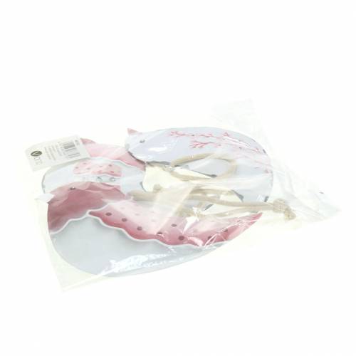 Floristik24 Pájaro para colgar blanco, rosa viejo surtido metal 9cm 3ud