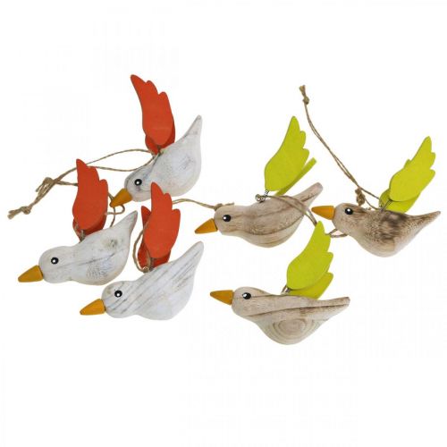 Floristik24 Deco pájaros madera para colgar pájaro primavera decoración 10,5cm 6uds