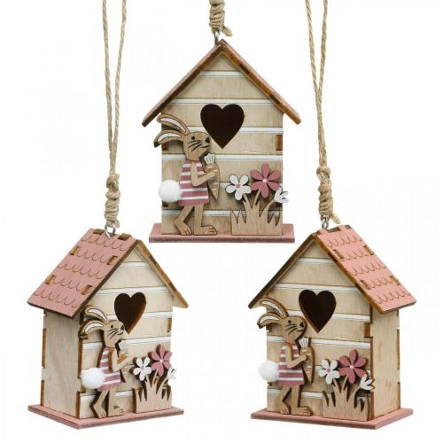Floristik24 Birdhouse Hanging Spring Decorativo Birdhouse Bunny Pascua Decoración 4pcs