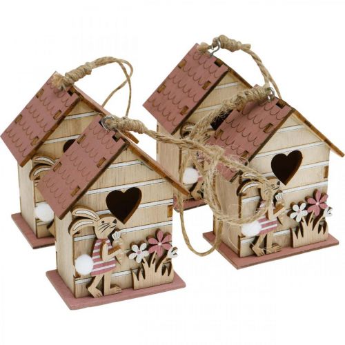 Floristik24 Birdhouse Hanging Spring Decorativo Birdhouse Bunny Pascua Decoración 4pcs