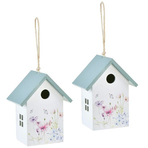 Artículo Decoración pajarera primavera blanco turquesa 15x10,5x19cm 2uds