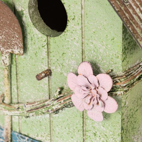 Artículo Casita para pájaros con decoración floral, decoración romántica de casa de campo, 19 cm