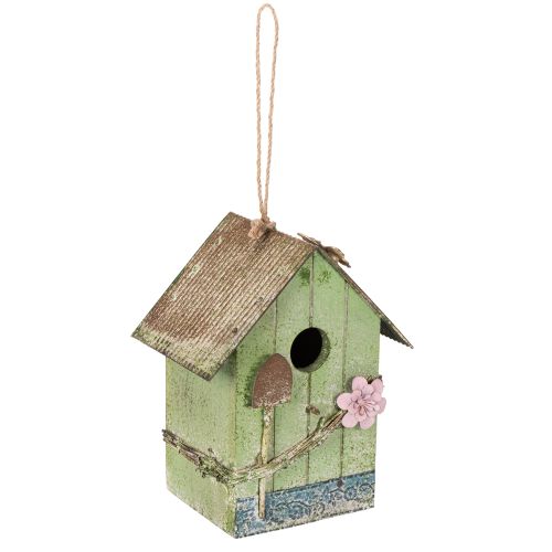 Artículo Casita para pájaros con decoración floral, decoración romántica de casa de campo, 19 cm