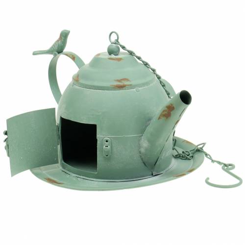 Floristik24 Tetera de pajarera para colgar verde menta H15cm