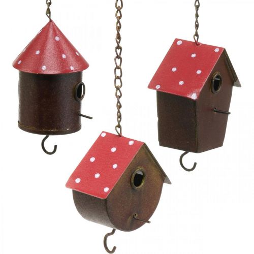 Floristik24 Caja de anidación decorativa Casa de pájaros colgante Comedero de pájaros de otoño Decoración de metal H14-12cm L34-37cm