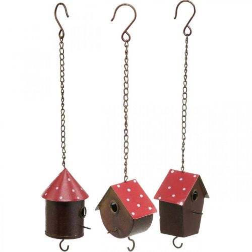 Artículo Caja nido decorativa, casita para pájaros para colgar, L34–37cm 3ud