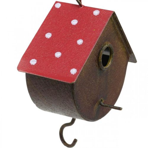 Artículo Caja de anidación decorativa Casa de pájaros colgante Comedero de pájaros de otoño Decoración de metal H14-12cm L34-37cm