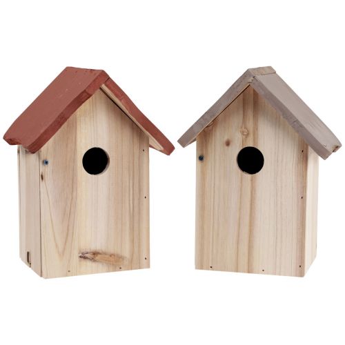Caja nido casita para pájaros de madera natural marrón/beige 23cm 1ud