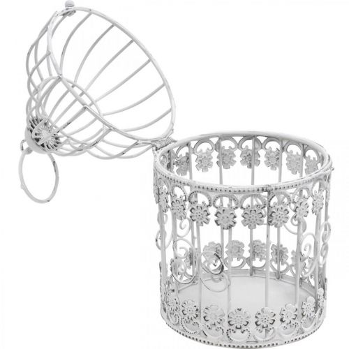Floristik24 Deco Aviary Shabby White Bird Cage Decoración de metal Ø10cm H17cm