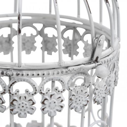 Floristik24 Deco Aviary Shabby White Bird Cage Decoración de metal Ø10cm H17cm