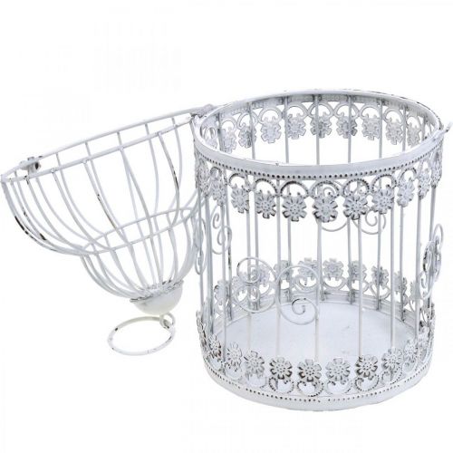 Floristik24 Jaula para colgar pajarera decorativa shabby blanco Al. 31,5 cm
