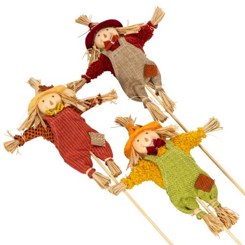 Figura decorativa de espantapájaros sobre un palo para manualidades y plantas, 60 cm. | Floristik24.es