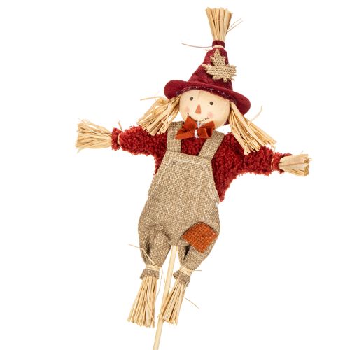 Figura decorativa de espantapájaros sobre un palo para manualidades y plantas, 60 cm. | Floristik24.es