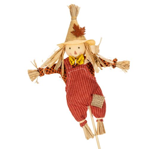 Figura decorativa de espantapájaros sobre un palo para manualidades y plantas, 60 cm. | Floristik24.es