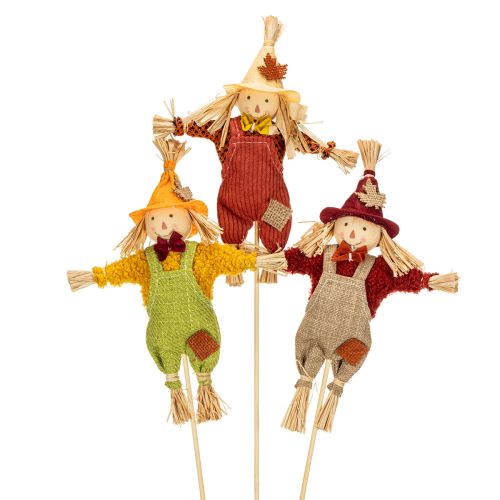 Figura decorativa de espantapájaros sobre un palo para manualidades y plantas, 60 cm. | Floristik24.es