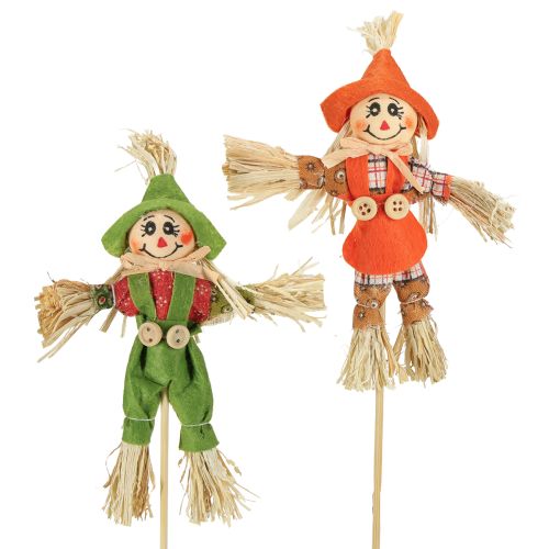 Estacas de flores de espantapájaros verde naranja H16cm 16 piezas