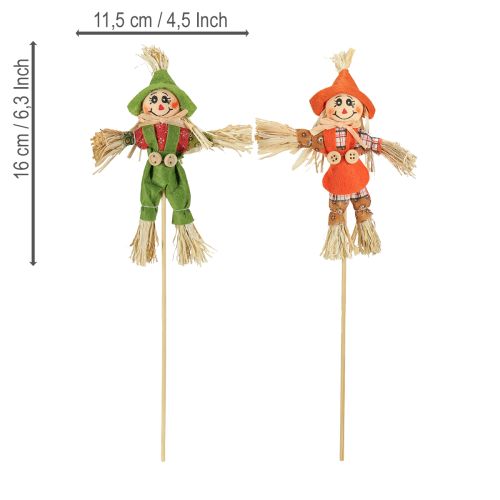 Artículo Estacas de flores de espantapájaros verde naranja H16cm 16 piezas