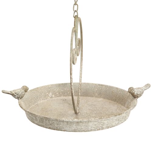 Artículo Baño para pájaros de metal con corazón para colgar antiguo Ø21,5cm