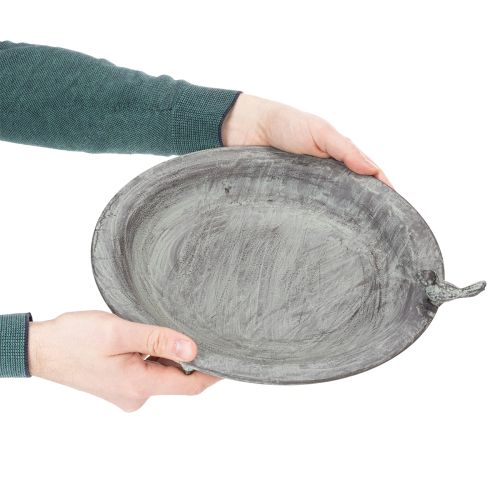 Artículo Baño para pájaros decorativo con delicado estampado de hojas en estilo vintage, 74 cm