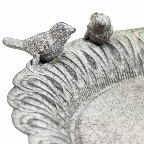 Floristik24 Baño para pájaros en metal base gris, blanco lavado Ø28.3cm H26.5cm