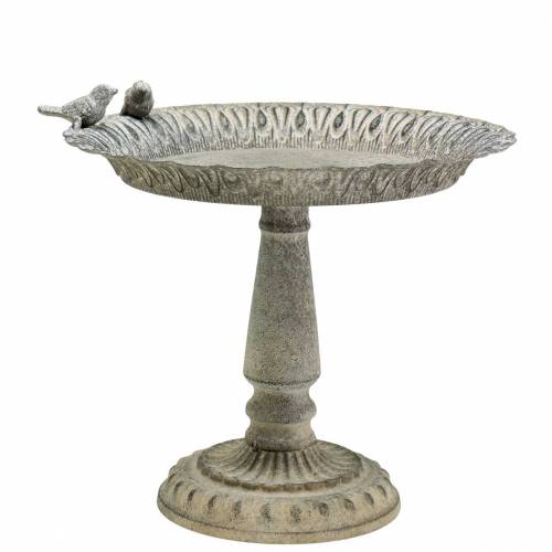 Floristik24 Baño para pájaros en metal base gris, blanco lavado Ø28.3cm H26.5cm