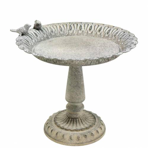 Floristik24 Baño para pájaros en metal base gris, blanco lavado Ø28.3cm H26.5cm