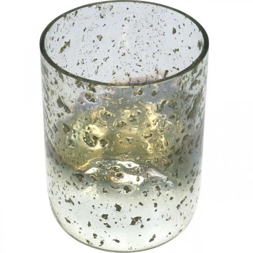 Artículo Vela de cristal florero de cristal bicolor linterna transparente, plata H14cm Ø10cm