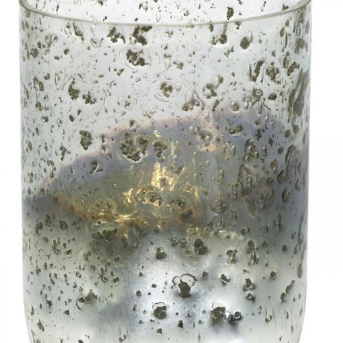 Floristik24 Vela de cristal florero de cristal bicolor linterna transparente, plata H14cm Ø10cm