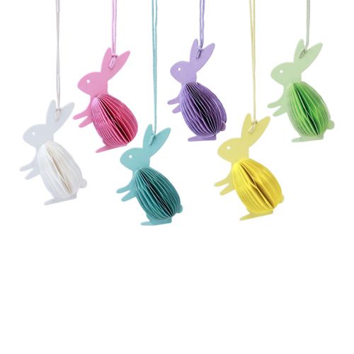 Floristik24 Conejitos de Pascua en forma de panal de pie para colgar de colores 5×3×8cm 6ud