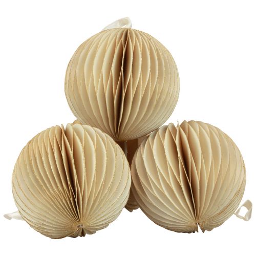 Artículo Bolas de panal bolas de panal Navidad crema brillo Ø7cm 4ud