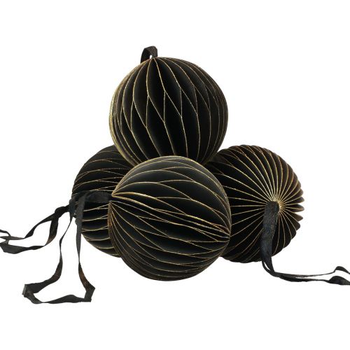 Artículo Bolas de panal Bolas de panal de Navidad oro negro Ø8cm 4ud