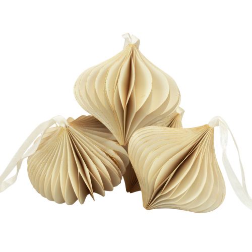 Artículo Bolas de panal bolas de panal cebolla crema oro blanco Ø8cm 4 piezas