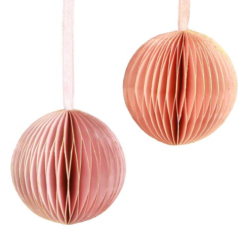 Artículo Bola alveolar Adornos navideños rosa albaricoque Ø7cm 4 piezas