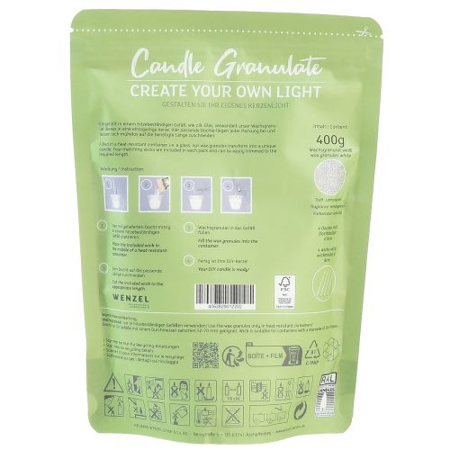 Floristik24 Cera granulada vela arena mecha aroma hierba de limón 400g