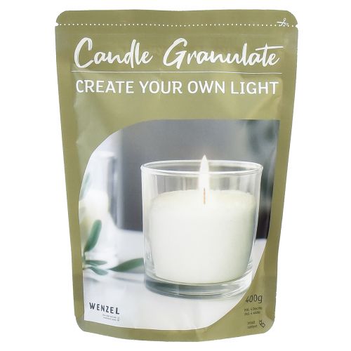 Floristik24 Arena para velas cera blanca granulada para velas con mecha 400g