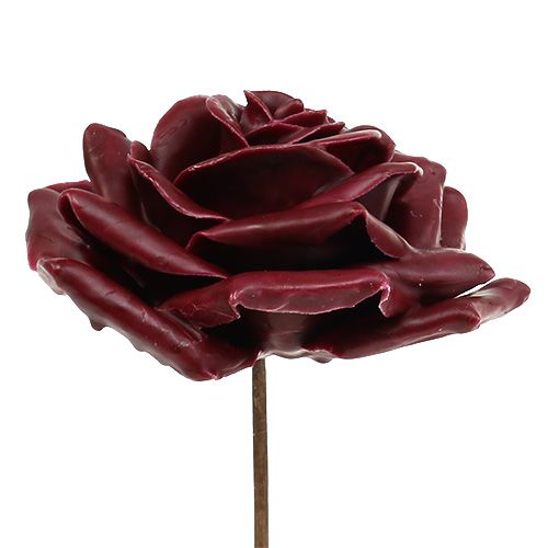 Artículo Rosa cera rojo oscuro Ø10cm 6pcs