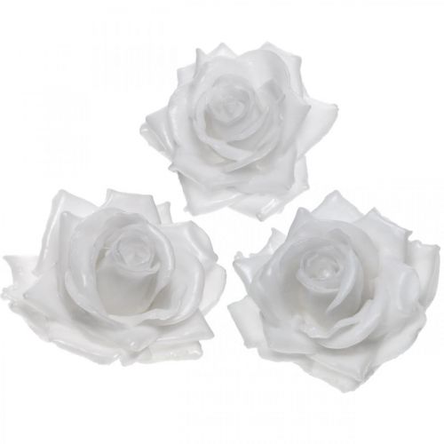 Floristik24 Cera rosa blanca Ø10cm Flor artificial encerada 6pcs