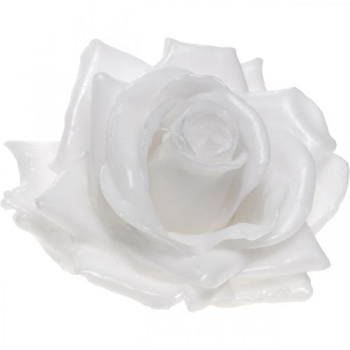 Floristik24 Cera rosa blanca Ø10cm Flor artificial encerada 6pcs