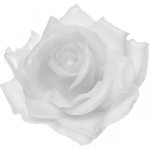 Cera rosa blanca Ø10cm Flor artificial encerada 6pcs