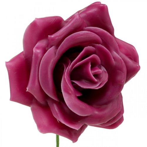 Floristik24 Rosas de cera rosas decorativas cera rosa Ø8cm 12 piezas