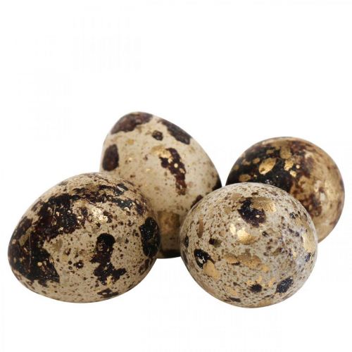 Floristik24 Huevos de Codorniz Deco Huevos Soplados Naturaleza/Oro 3cm 12pcs