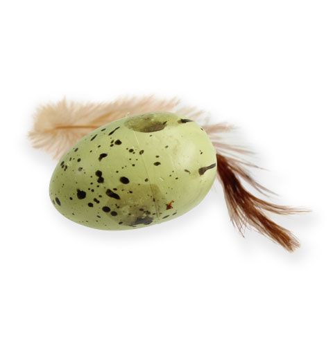 Floristik24 Huevos de codorniz con pluma 4cm 24pcs