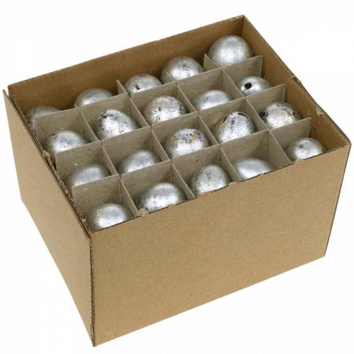 Floristik24 Decoración de huevos de codorniz Plata vacía 3 cm Decoración de Pascua 50 piezas