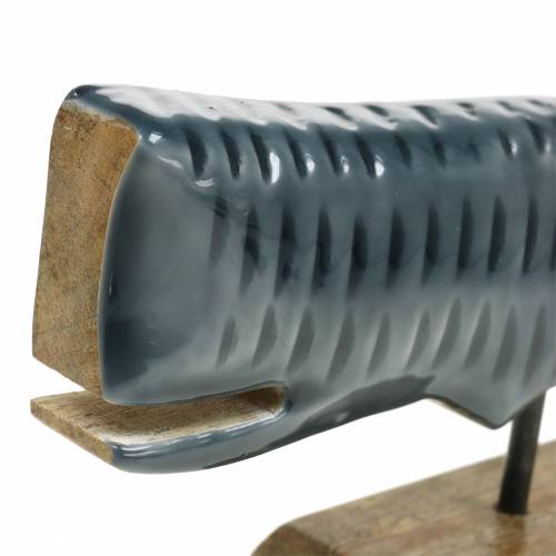 Floristik24 Ballena decorativa de madera con base gris, natural 26cm