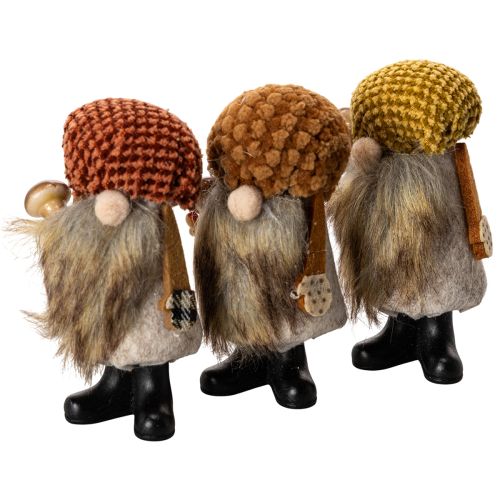 Figura de gnomo con barba y sombrero puntiagudo, 10 cm, 3 piezas
