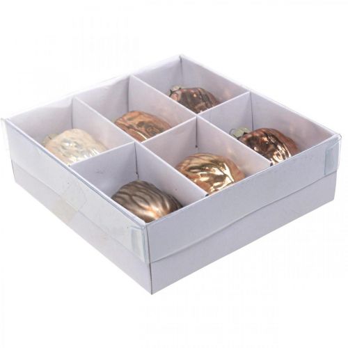 Artículo Adornos para árboles de navidad colgante deco de nogal vidrio 4.5cm 6pcs