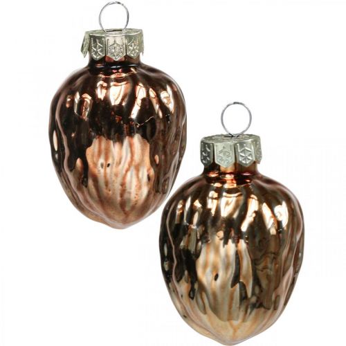 Artículo Adornos para árboles de navidad colgante deco de nogal vidrio 4.5cm 6pcs